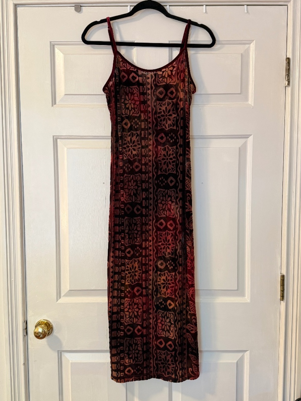 Vintage Diamond Tea Velvet Maxi Sheath Dress Women's Small 90s Y2K Whimsigoth.
